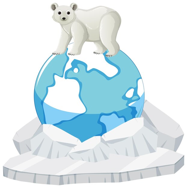 El calentamiento global El oso polar camina por la Tierra