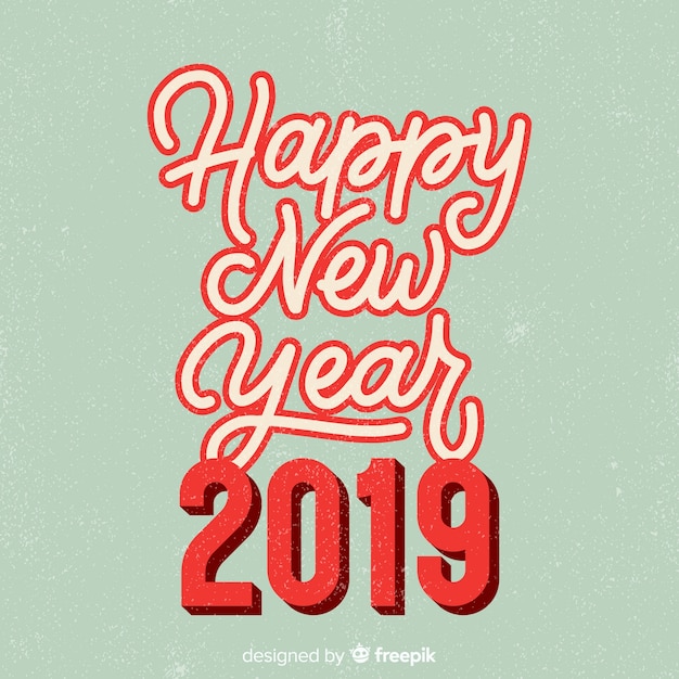 Vector gratuito caligrafía año nuevo 2019 vintage