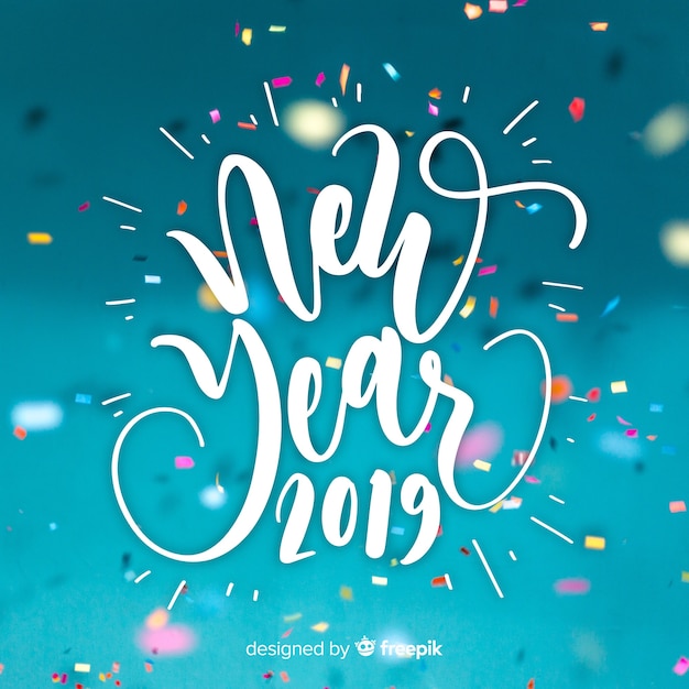 Vector gratuito caligrafía de año nuevo 2019