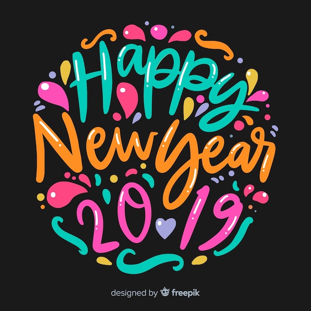 Vector gratuito caligrafía de año nuevo 2019