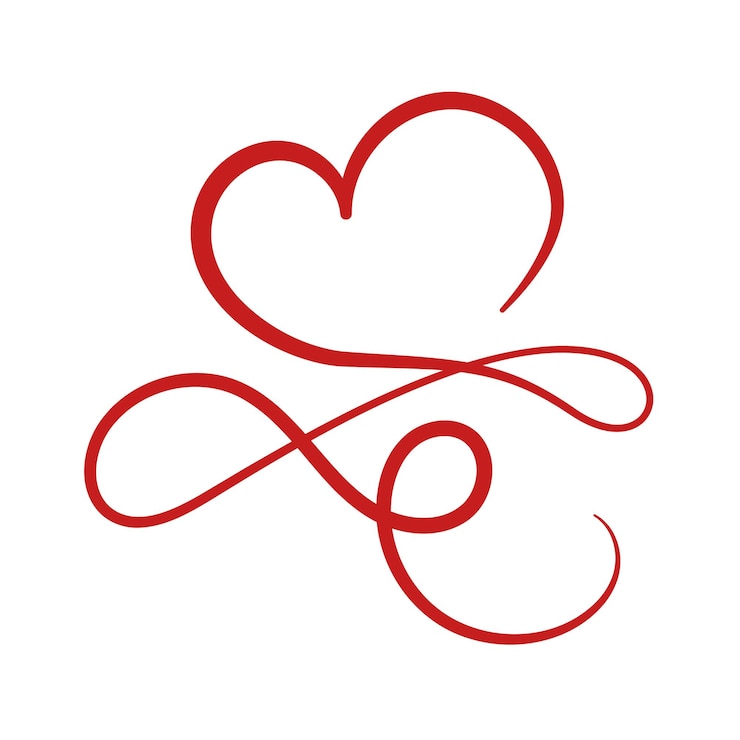 Vector gratuito caligrafía corazón rojo vectorart