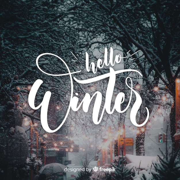 Vector gratuito caligrafía hello winter