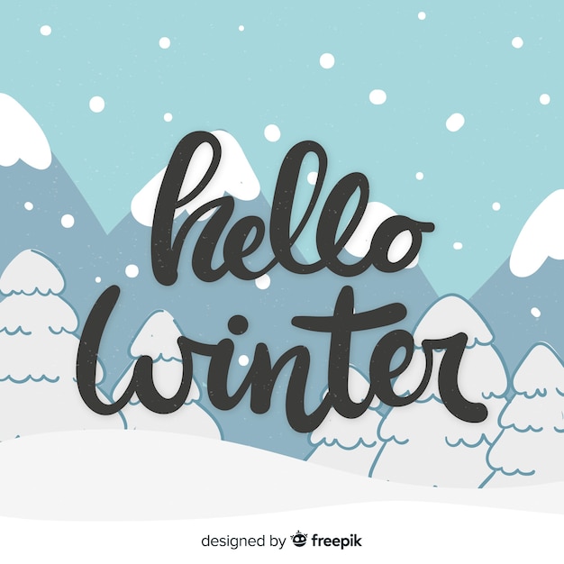 Vector gratuito caligrafía de hello winter