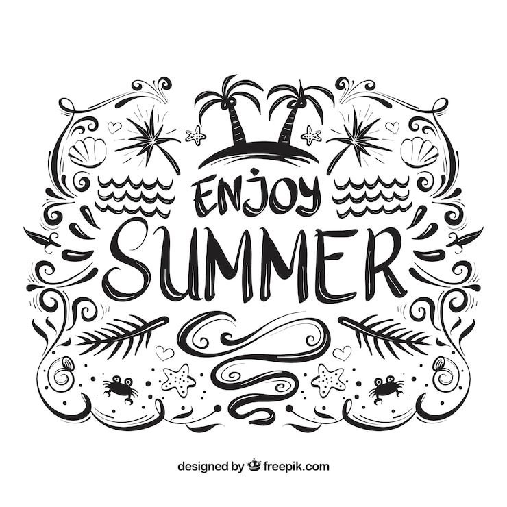 Vector gratuito caligrafía de verano con tinta negra