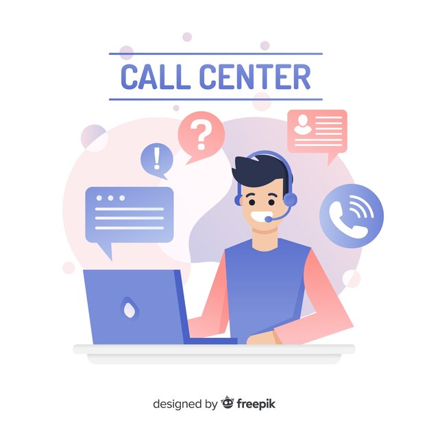 Call center concepto de diseño plano.