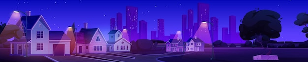 Vector gratuito calle nocturna de la ciudad contra el fondo de la gran ciudad