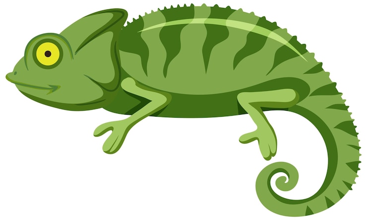 Vector gratuito camaleón en estilo de dibujos animados plano