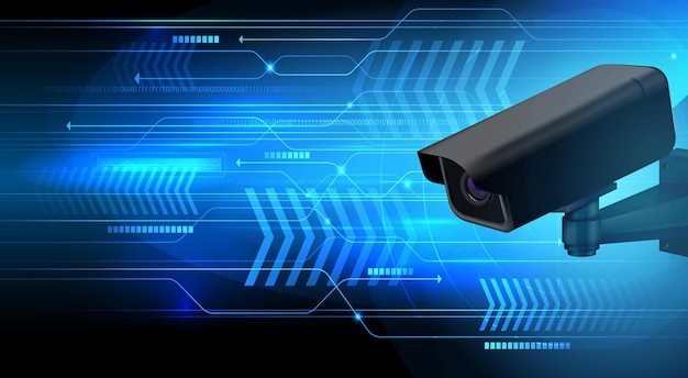 cámara de vigilancia en ilustración futurista
