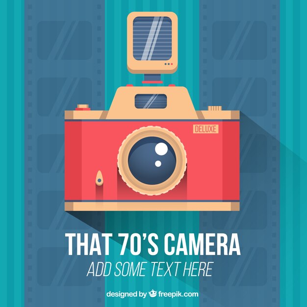 Cámara vintage en diseño plano