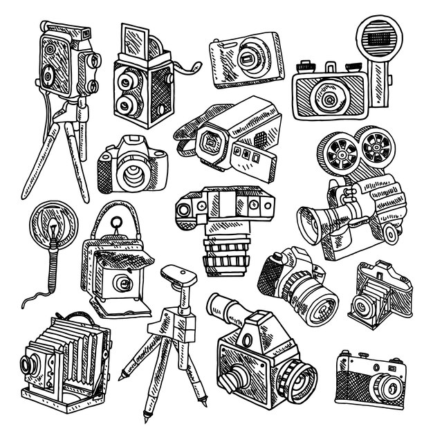 Cámaras de hobby vintage de fotos y películas.