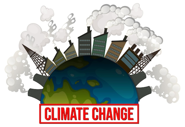 Vector gratuito cambio climático en la tierra peligro de contaminación al estilo de dibujos animados