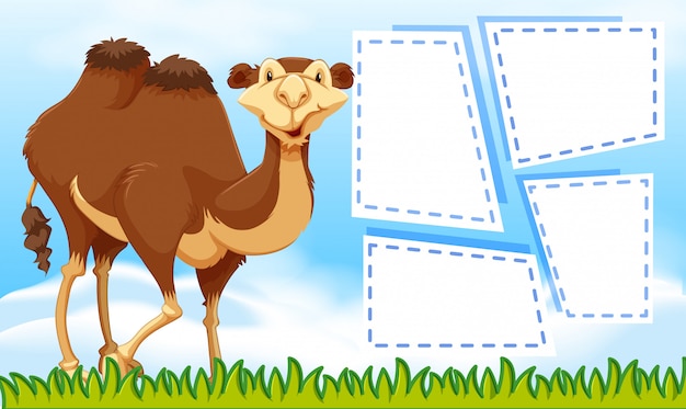 Vector gratuito camel en plantilla de nota