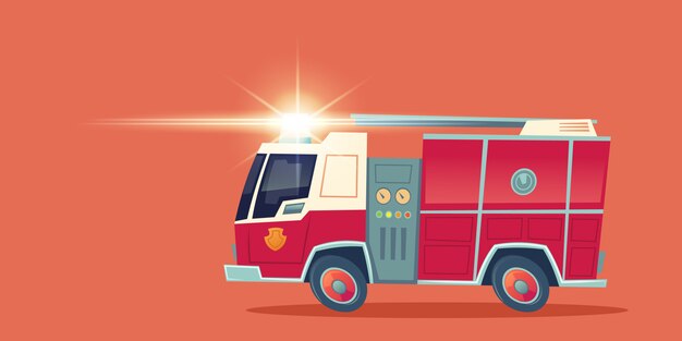 Camión de bomberos rojo, camión de rescate de emergencia