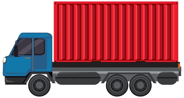 Camión de carga con contenedor de transporte rojo