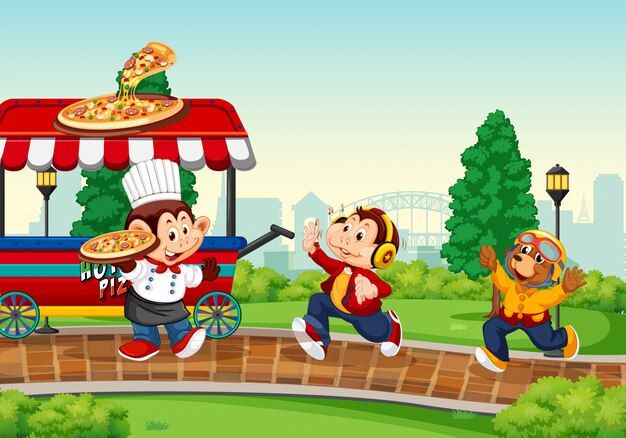 Camión de comida en el parque