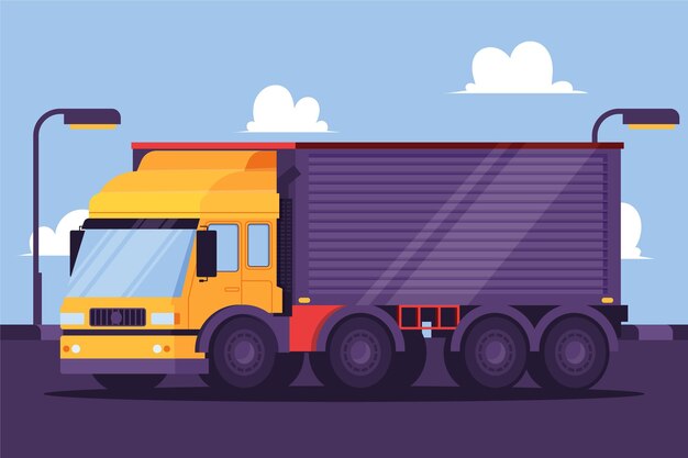 Camión de transporte dibujado a mano ilustrado