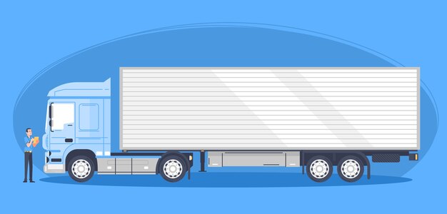 Camión de transporte dibujado a mano ilustrado