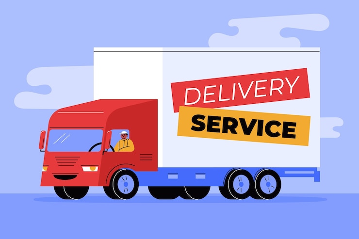 Vector gratuito camión de transporte dibujado a mano