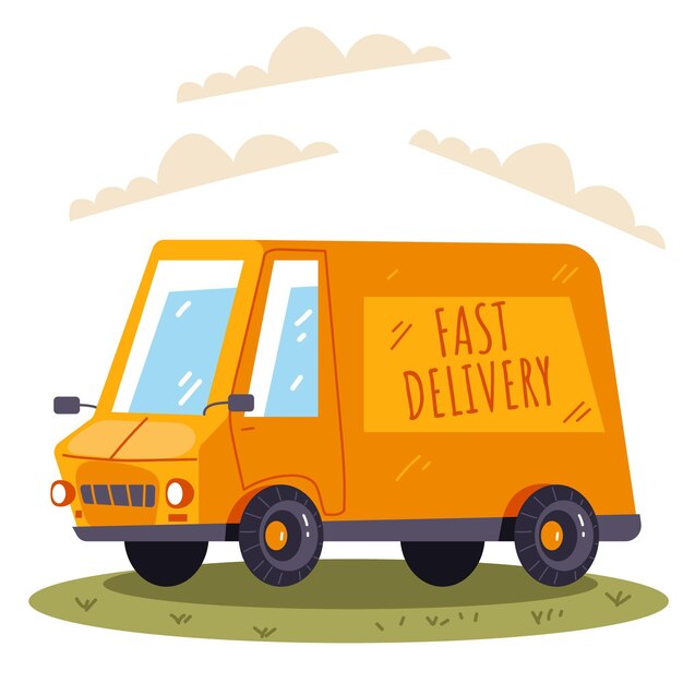 Camión de transporte de ilustración dibujada a mano