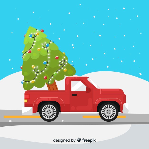 Camioneta con árbol de navidad