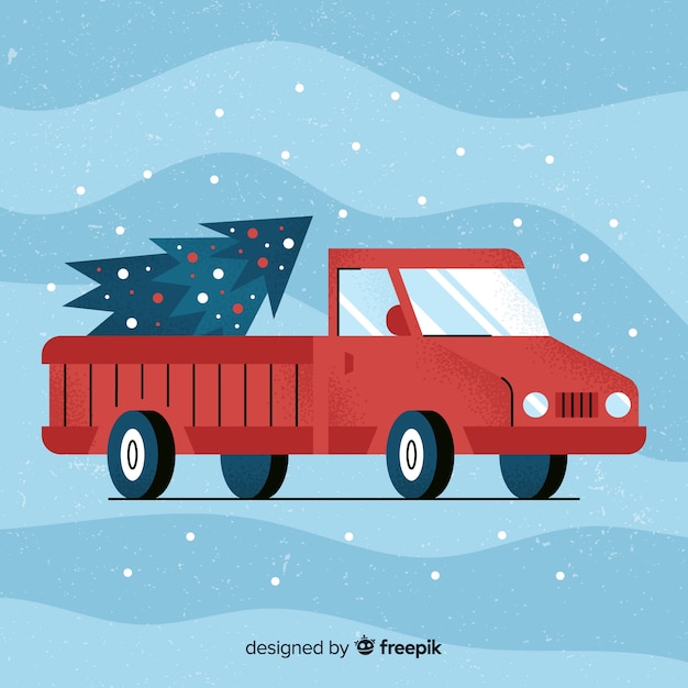 Camioneta con árbol de navidad