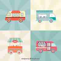 Vector gratuito camionetas bonitas vintage de comida