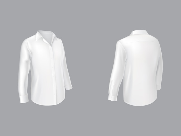 Vector gratuito camisa blanca con mangas largas media vuelta delantera.