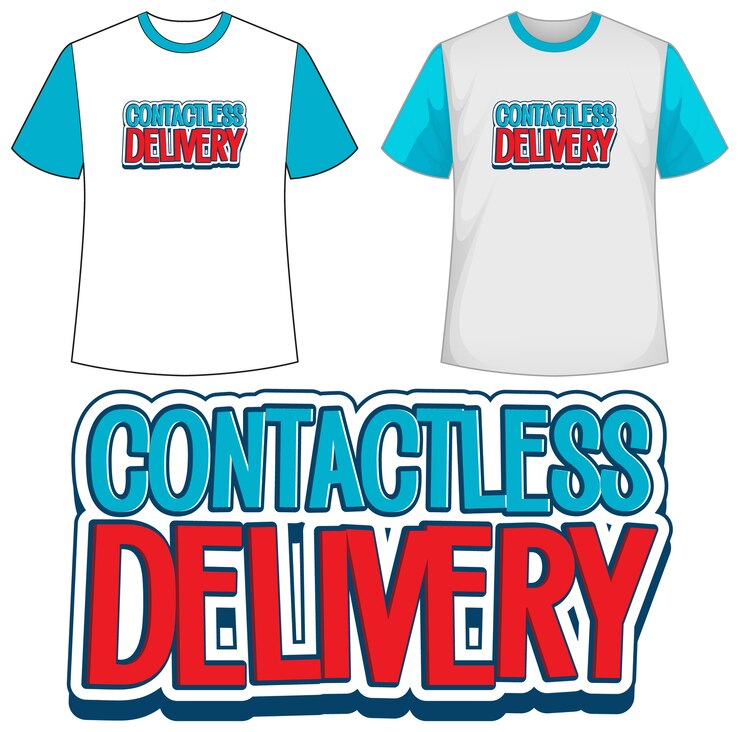 Vector gratuito camisa de plantilla con icono de entrega sin contacto