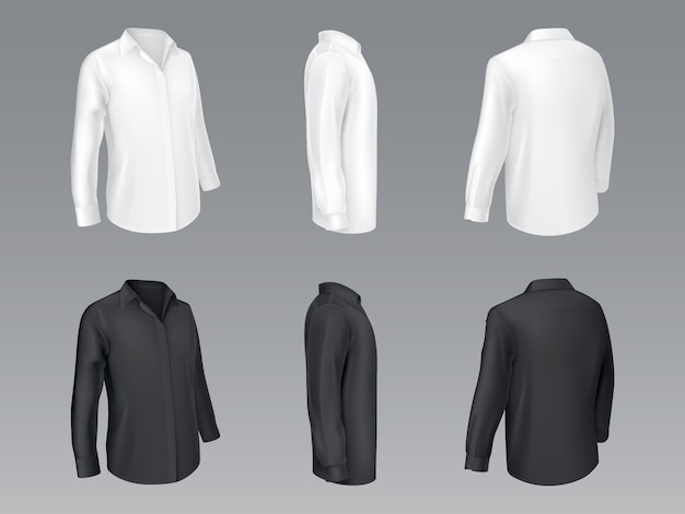 Vector gratuito camisas clásicas para hombre en blanco y negro, blusa para mujer.