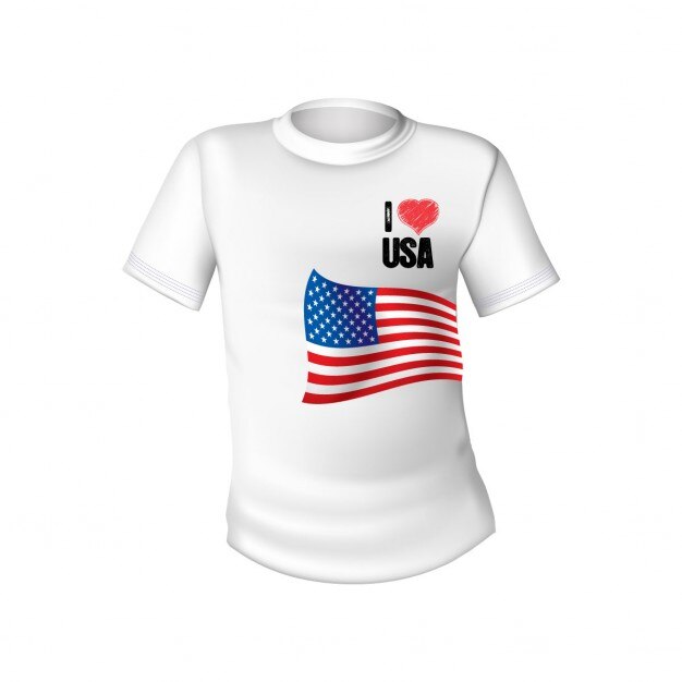 Camiseta blanca con la bandera de estados unidos