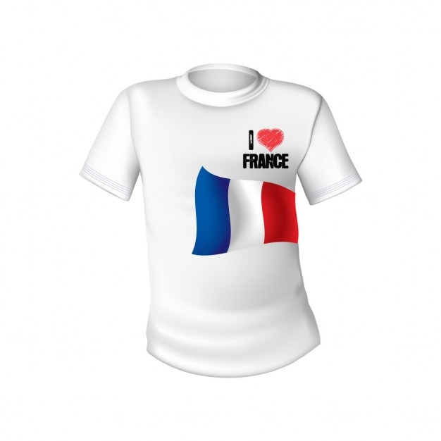 Vector gratuito camiseta blanca con la bandera de francia