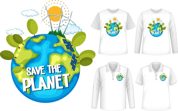 camiseta con diseño de salvar el planeta