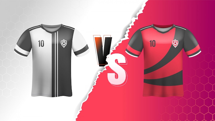 Vector gratuito camiseta de fútbol con fondo versus
