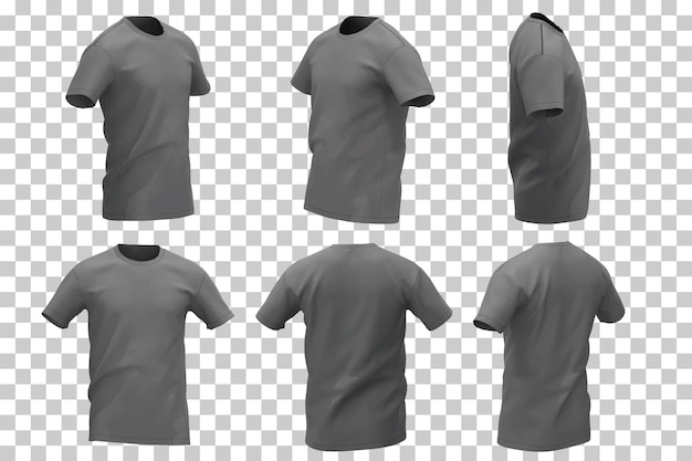 Vector gratuito camiseta gris de hombre en diferentes vistas con estilo realista.