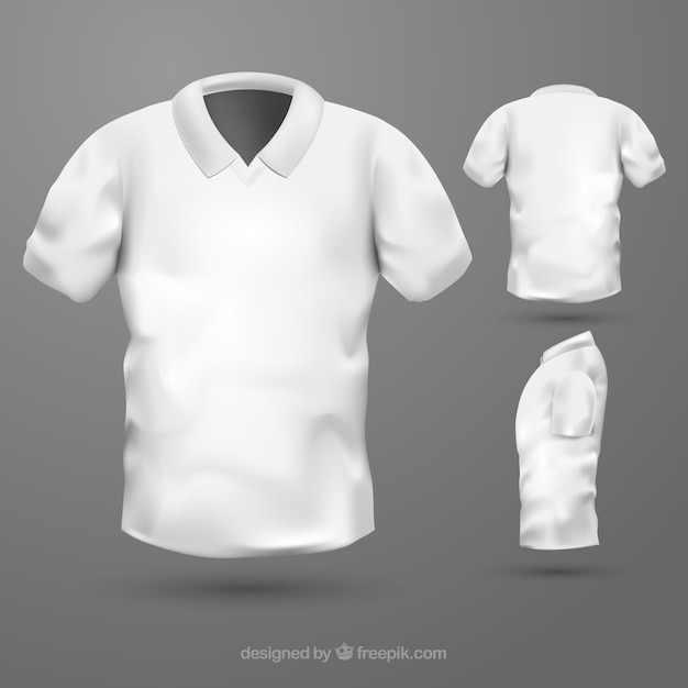 Camiseta de hombre en diferentes perspectivas con estilo realista