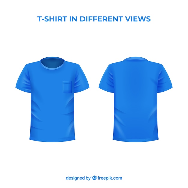 Vector gratuito camiseta de hombre en diferentes perspectivas con estilo realista