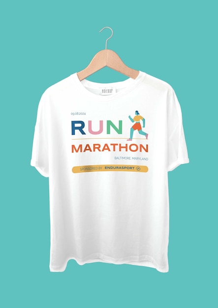 Vector gratuito camiseta de maratón colorida y plana con diseño de arcoíris