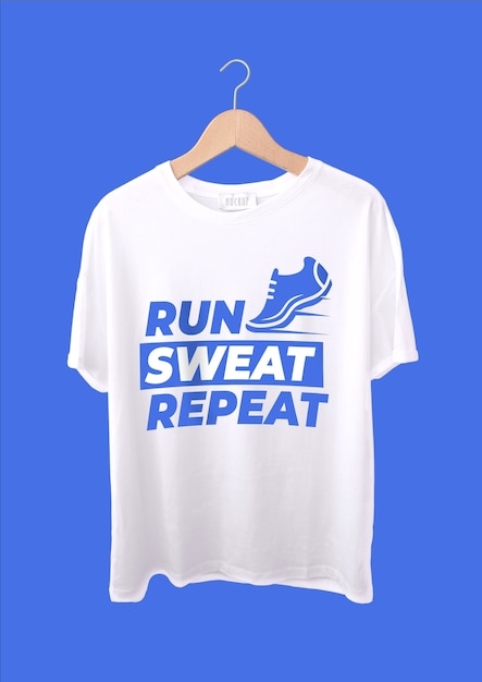 Vector gratuito camiseta monocolor simple para correr, sudar y repetir maratón