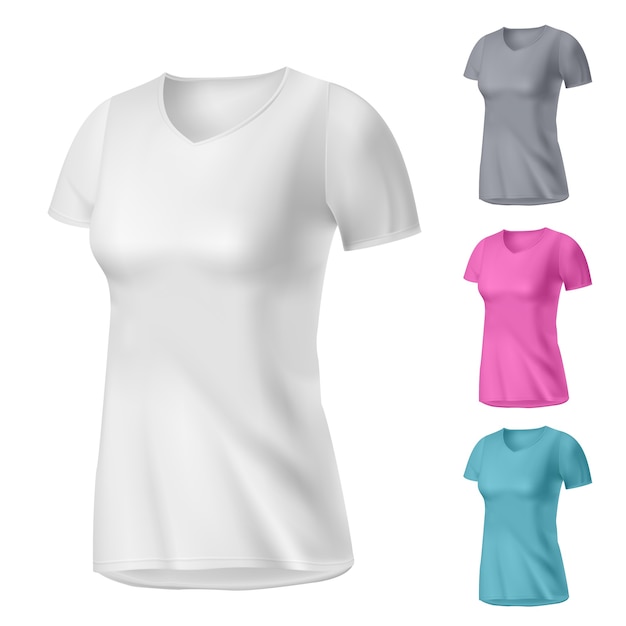 Camiseta de mujer blanca fotorrealista, puedes cambiar de color