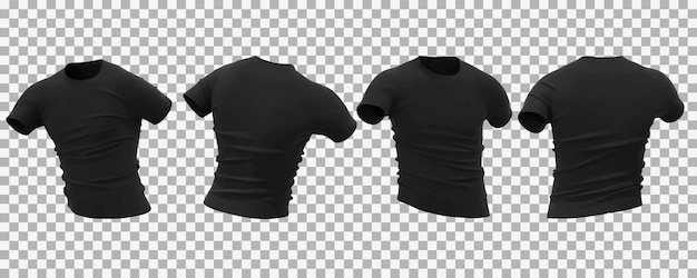 camiseta negra de hombre en colección de diferentes vistas