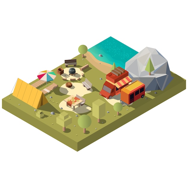 Campamento cómodo en la orilla del río