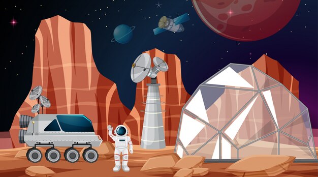Campamento en escena espacial