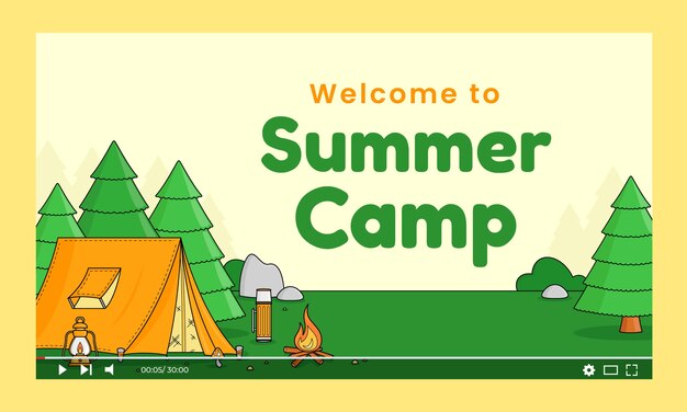 Campamento de verano dibujado a mano miniatura de youtube