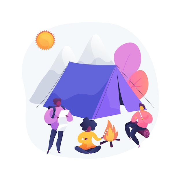 Campamento de verano para niños ilustración del concepto abstracto