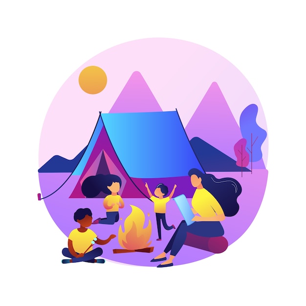 Campamento de verano para niños ilustración