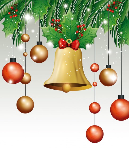 campana con bolas colgando decoración navideña