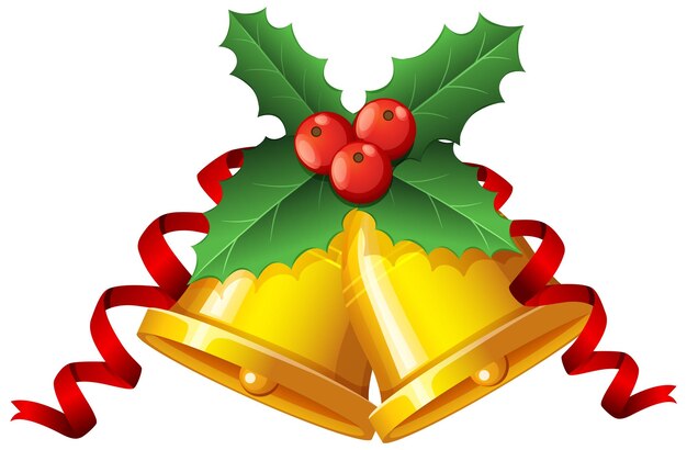 Campana de Navidad aislada con adornos de acebo