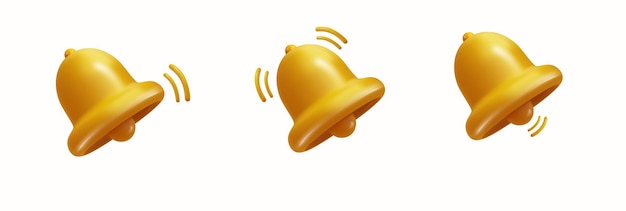 Campana de notificación realista 3d aislada sobre fondo blanco Ilustración vectorial del mensaje de notificación de alerta de chat push