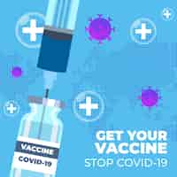 Vector gratuito campaña de vacunación plana contra coronavirus.