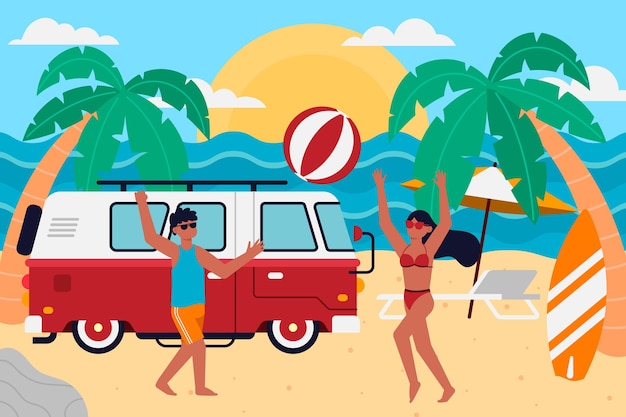 Camping con concepto de caravana